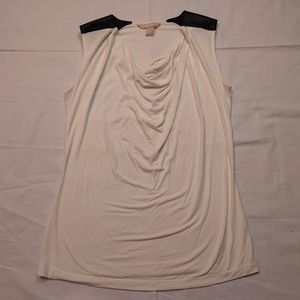 Banana Republic Tank Top Women's Small Beige Sleeveless Faux Leather Shoulders